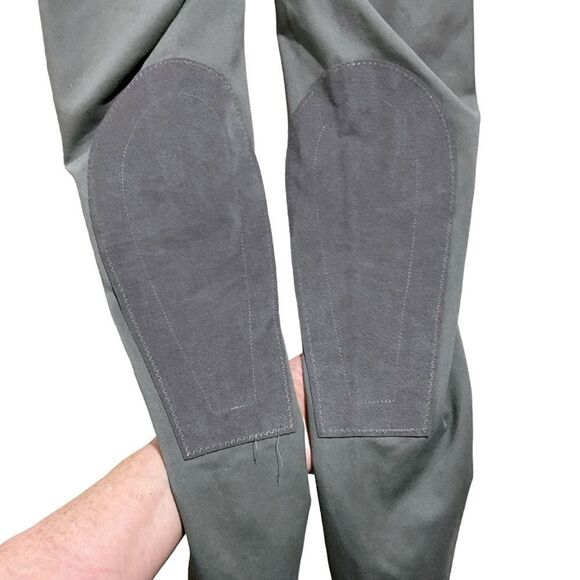 KERRITS Riding Breeches Pants Gray Leather Knee Patch Size Medium - Picture 9 of 13